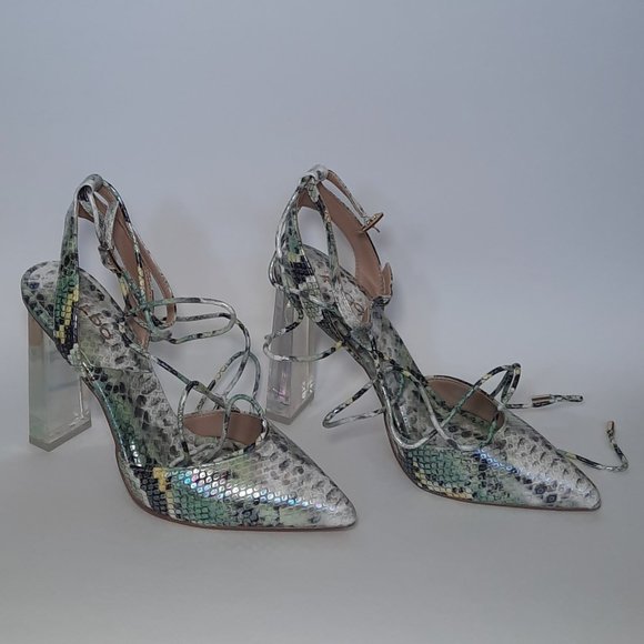 ALDO: Multicoloured Snake Print High Heels, Size 6 - Picture 3 of 8
